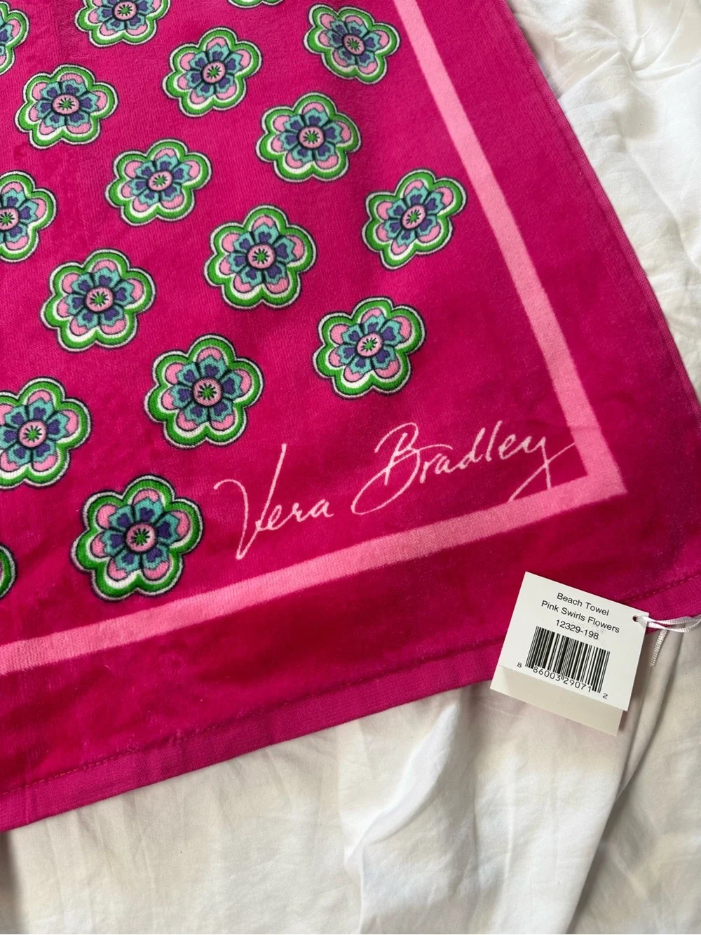 NWT Vera Bradley Pink Swirls Flowers Beach Towel New Retired Pattern